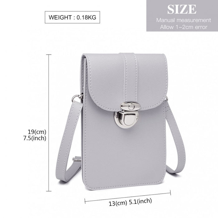 Lp2034 - Miss Lulu Multi Use Purse Clutch Mini Shoulder Bag - Grey