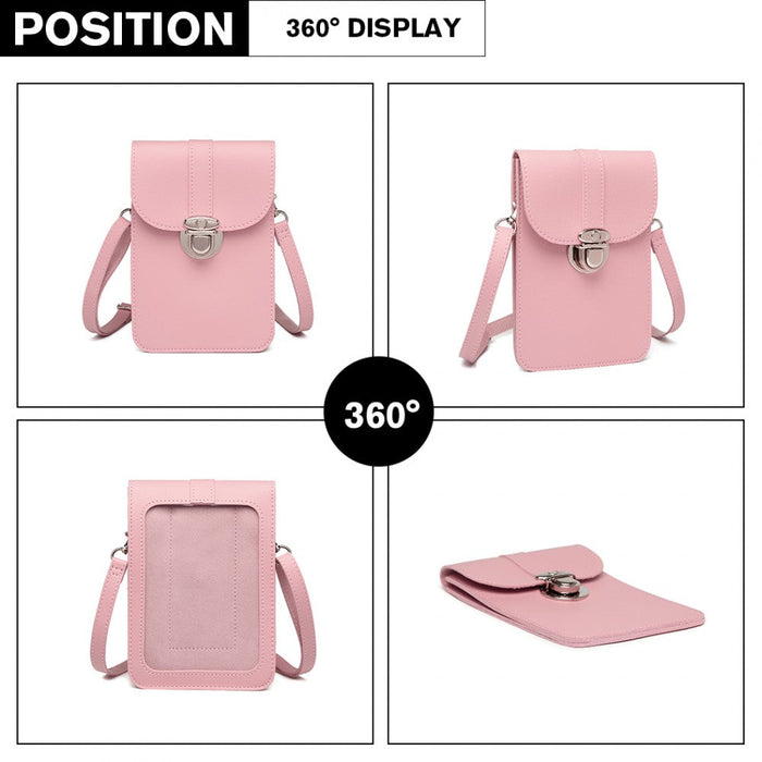Lp2034 - Miss Lulu Multi Use Purse Clutch Mini Shoulder Bag - Pink
