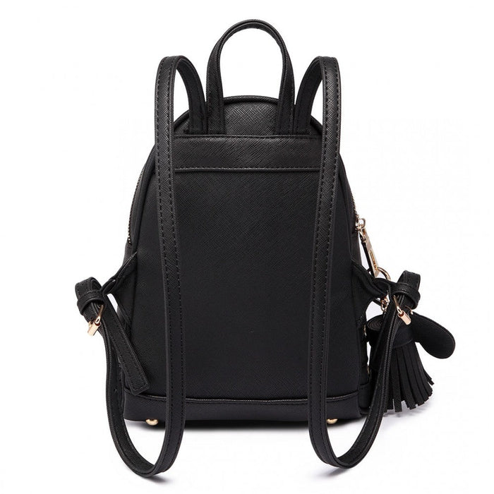 Lt1705 - Miss Lulu Leather Look Small Fashion Backpack Black
