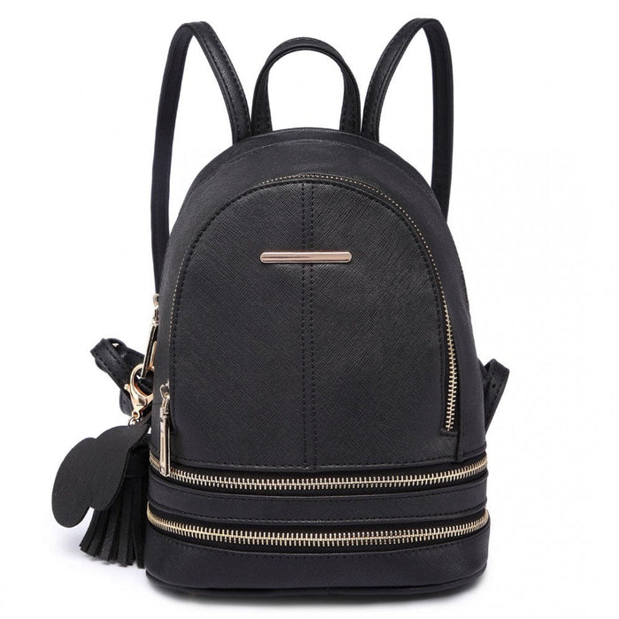 Lt1705 - Miss Lulu Leather Look Small Fashion Backpack Black