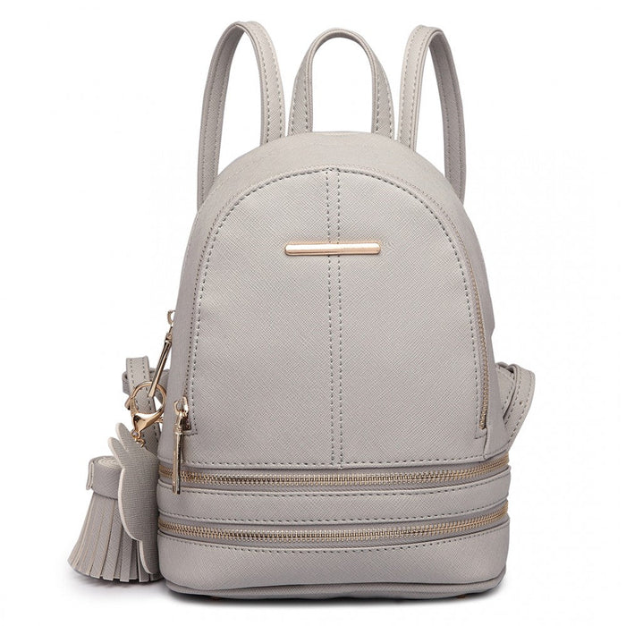 Lt1705 - Miss Lulu Leather Look Small Fashion Backpack Grey