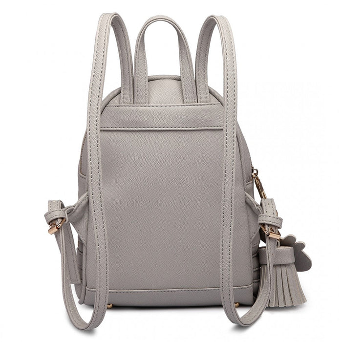 Lt1705 - Miss Lulu Leather Look Small Fashion Backpack Grey