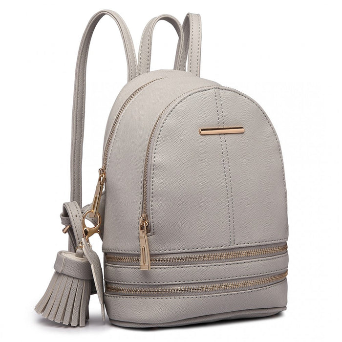 Lt1705 - Miss Lulu Leather Look Small Fashion Backpack Grey