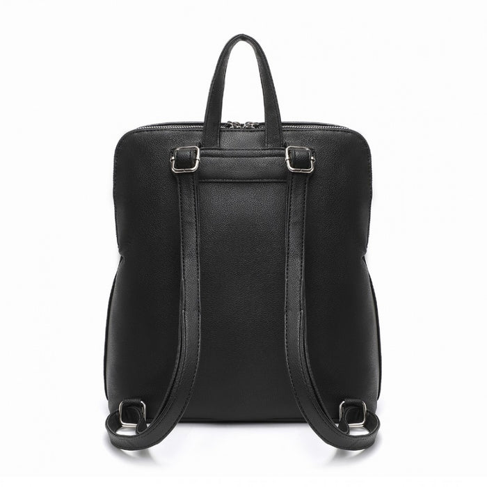 LT2354 - Miss Lulu Chic Minimalist PU Leather Backpack - Black - Love Thy Bargains