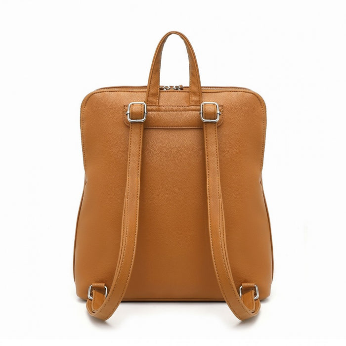 LT2354 - Miss Lulu Chic Minimalist PU Leather Backpack - Brown - Love Thy Bargains