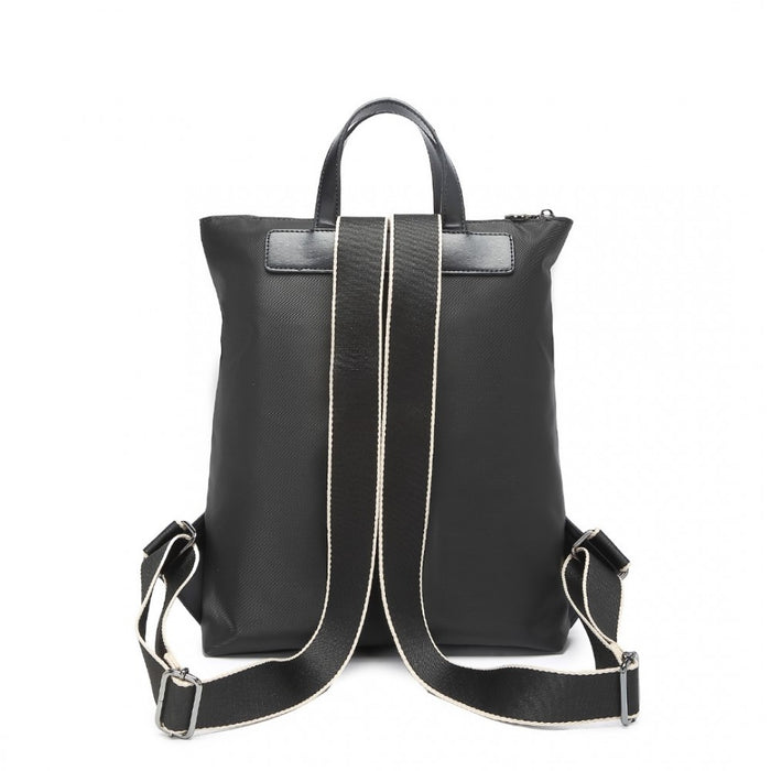 LT2355 - Miss Lulu Signature Style Backpack With Unique Details - Black