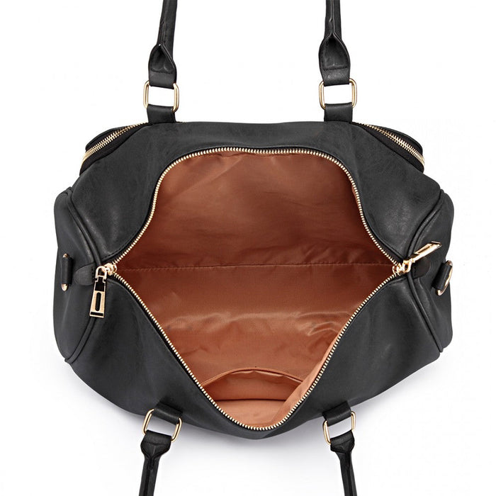 Lt6638 - Miss Lulu Leather Look Maternity Changing Shoulder Bag Black