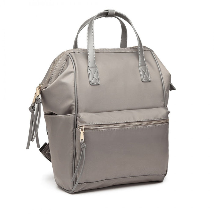 Lt6840-miss Lulu Portable Waterproof Nylon Backpack School Bag Grey