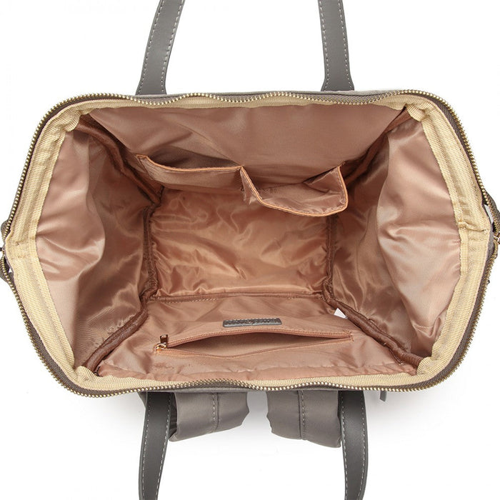 Lt6840-miss Lulu Portable Waterproof Nylon Backpack School Bag Grey