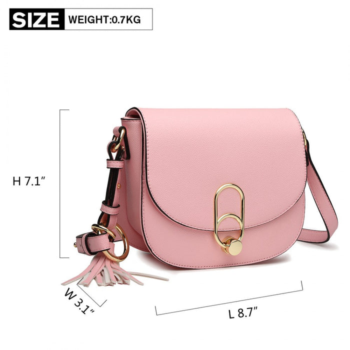 Lz1831 - Miss Lulu Cross Body Saddle Bag - Pink