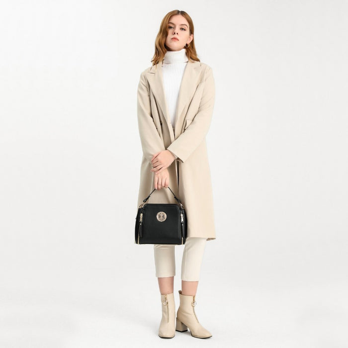 Lb2126 - Miss Lulu Leather Look Practical Crossbody Bag - Grey - Image 8