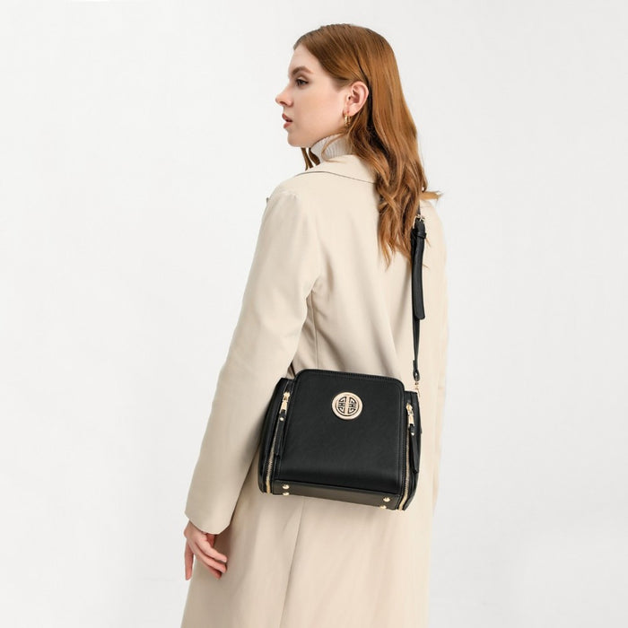 Lb2126 - Miss Lulu Leather Look Practical Crossbody Bag - Grey - Image 11