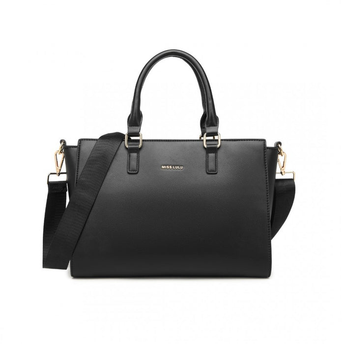 Lt2222 - Miss Lulu Leather Look Classic Handbag Tote Bag - Black