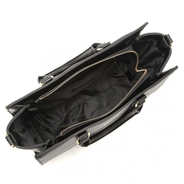 Lt2222 - Miss Lulu Leather Look Classic Handbag Tote Bag - Black