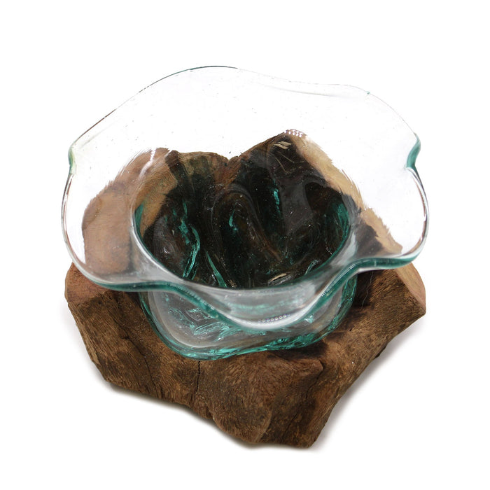 Molten Glass Fancy Sweet Bowl on Wood