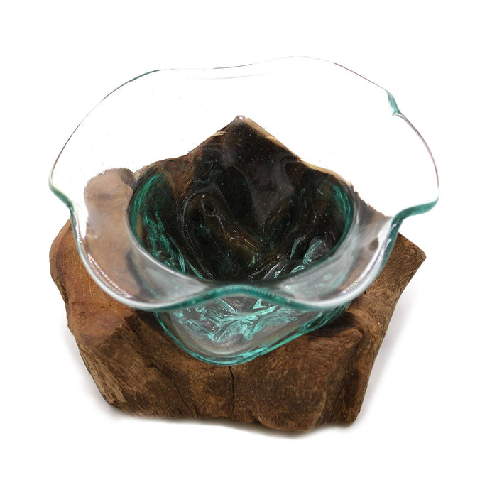 Molten Glass Fancy Sweet Bowl on Wood