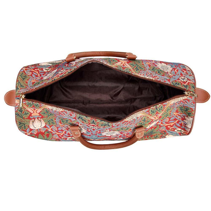 William Morris Strawberry Thief Red - Pull Holdall-3