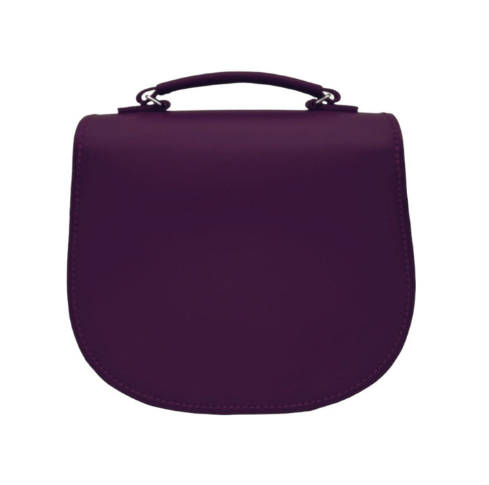 Handmade Leather Twist Lock Saddle Bag - Purple-2