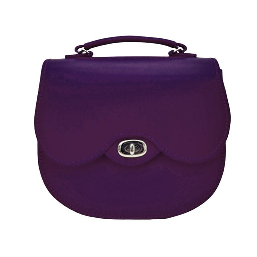 Handmade Leather Twist Lock Saddle Bag - Purple-0