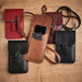 Handmade Leather Mobile Phone Pouch Plus - Red-4