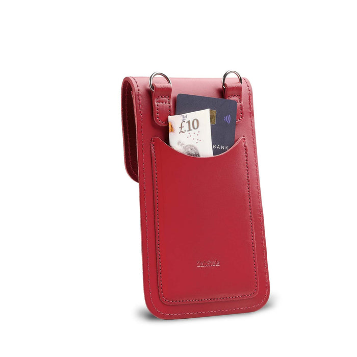 Handmade Leather Mobile Phone Pouch Plus - Red-1