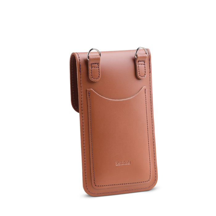 Handmade Leather Mobile Phone Pouch Plus - Chestnut-3