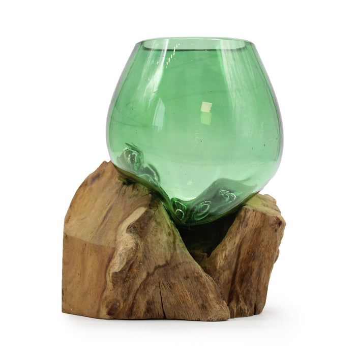 Recycled Beer Bottles - Small Bowl on Wood