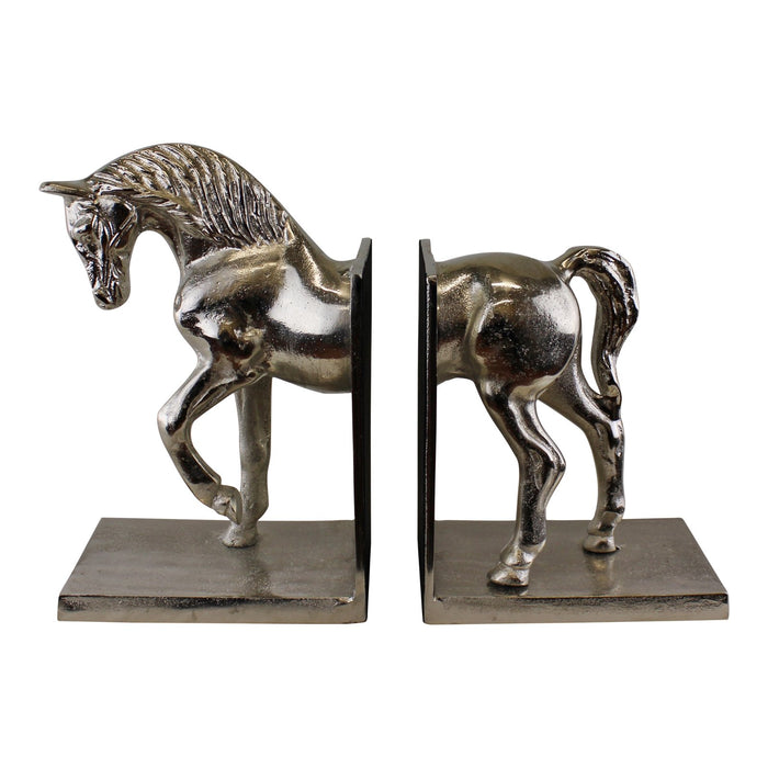 Serre-livres cheval en aluminium argenté