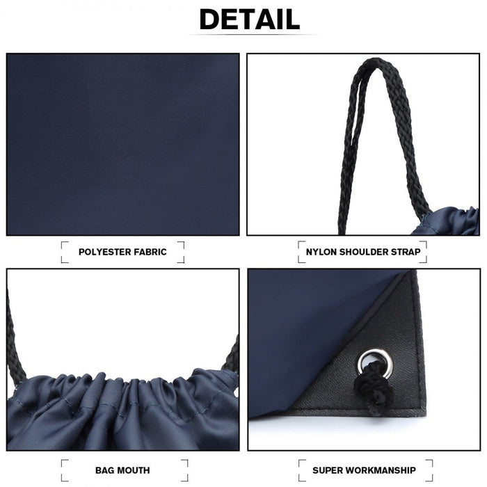 S2020 - Kono Polyester Drawstring Backpack - Navy