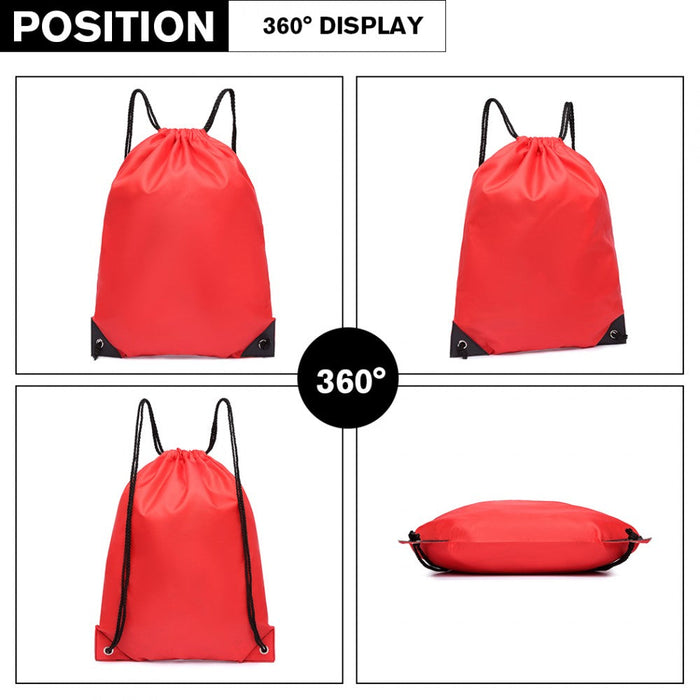 S2020 - Sac à dos à cordon en polyester Kono - Rouge