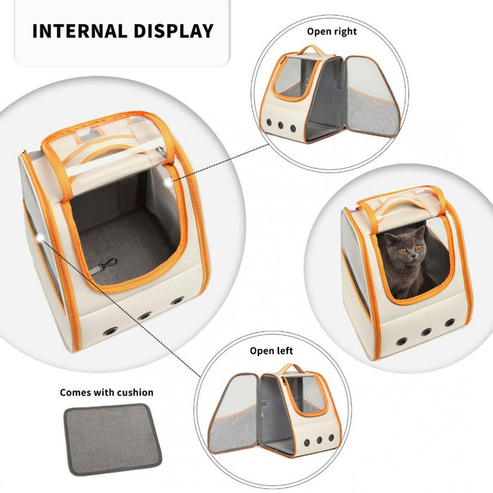 S2229 - Kono Lightweight Portable Breathable Folding Pet Backpack - Beige And Yellow