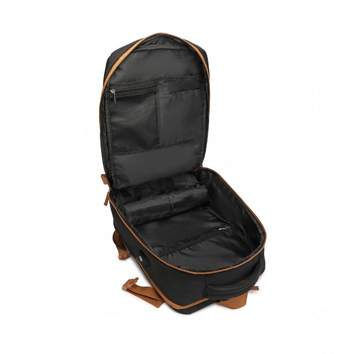 S2362 - Water-Resistant Functional Backpack With Shoe Compartment And USB Charging Port - Black