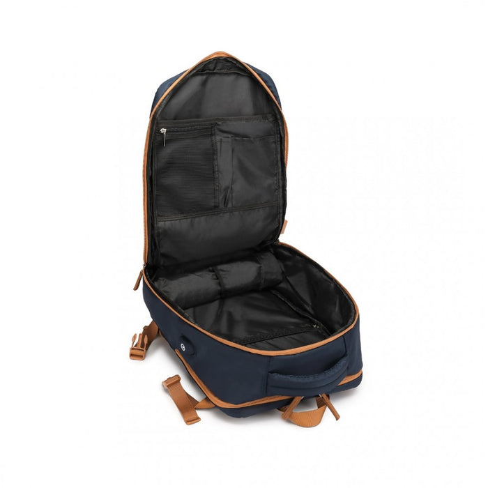 S2362 - Water-Resistant Functional Backpack With Shoe Compartment And USB Charging Port - Navy