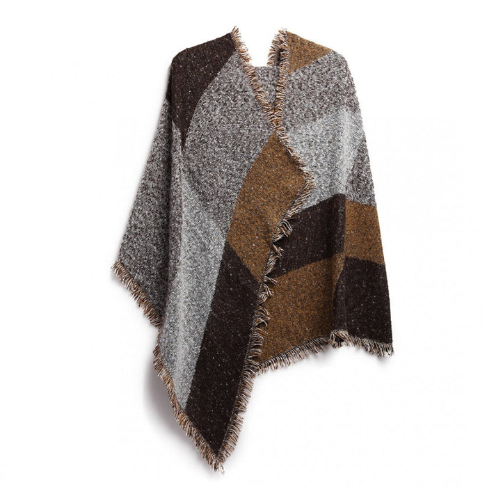 S6427 - Women Ladies Fashion Plaid Scarf Blanket Winter Warm Wrap Shawl - Coffee