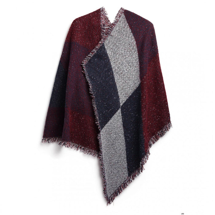 S6427 - Women Ladies Fashion Plaid Scarf Blanket Winter Warm Wrap Shawl - Red