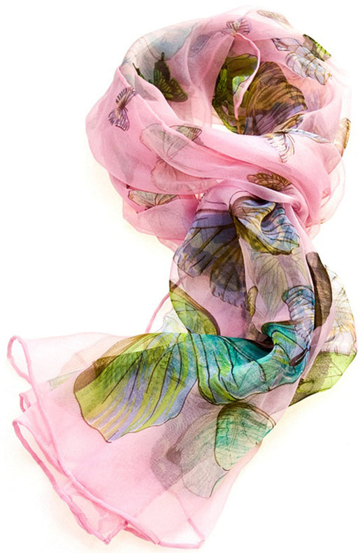 Baby Pink Butterfly - 100% Pure Silk Scarf-0