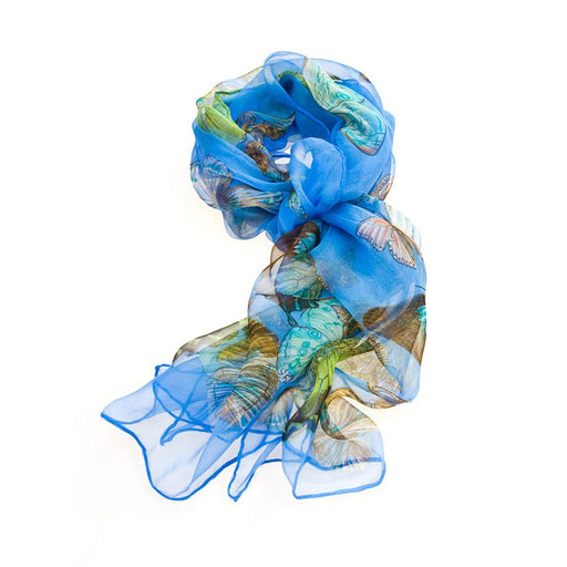 Royal Blue Butterfly - 100% Pure Silk Scarf-0