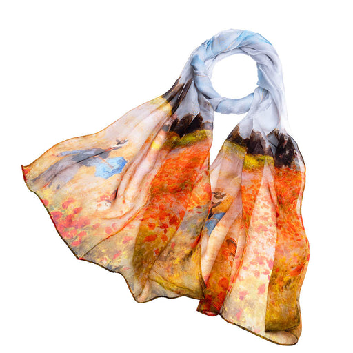 Claude Monet Poppy field - 100% Pure Silk Scarf-0