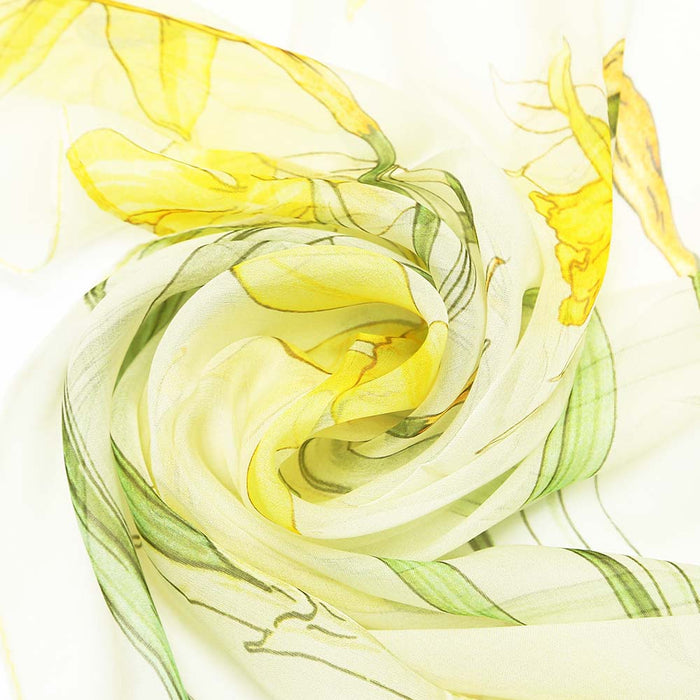 Daffodils - 100% Pure Silk Scarf-2