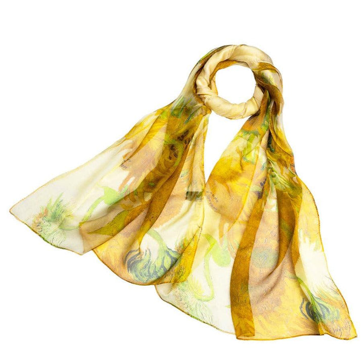 Van Gogh Sunflowers - 100% Pure Silk Scarf - Love Thy Bargains