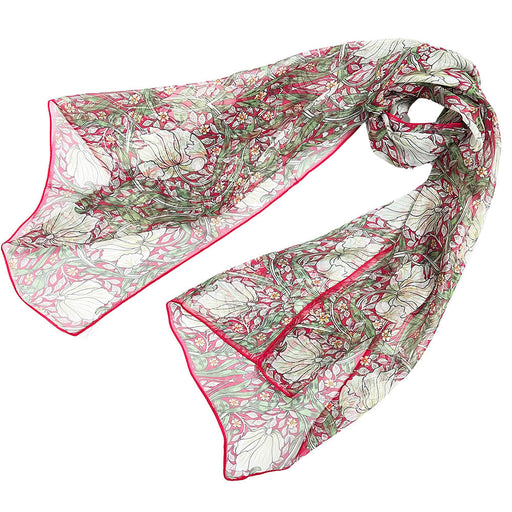 William Morris Pimpernel and Thyme Red - 100% Pure Silk Scarf-0