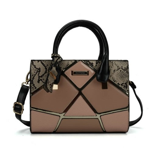 SY2135 Pink - Geometric Patterns Patchwork  Women Handbag-0