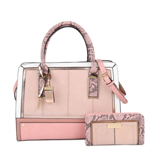 SY2219-PINK - Women's new fashion snake print color matching handbag without purse-0