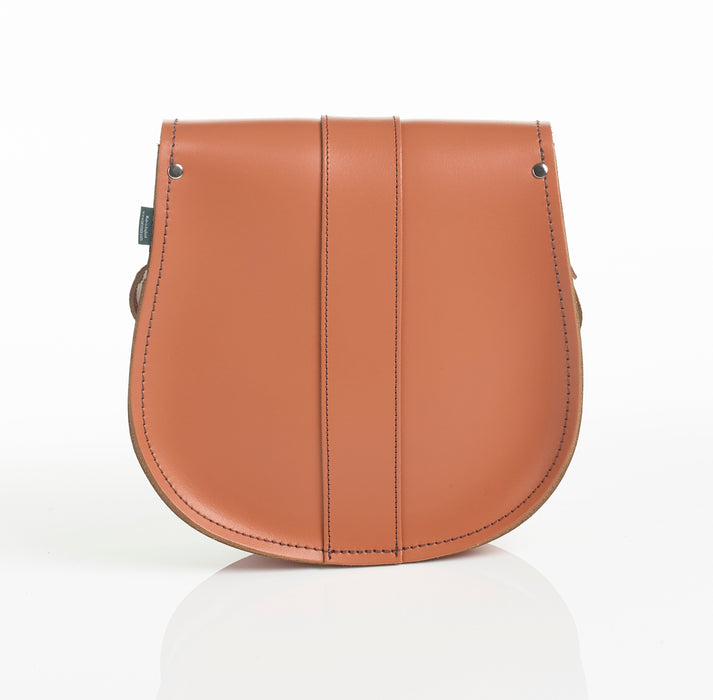 Handmade Leather Pushlock Saddle Bag - Burnt Orange-3