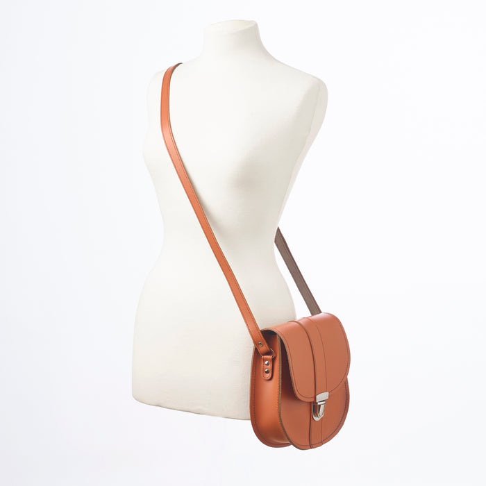 Handmade Leather Pushlock Saddle Bag - Burnt Orange-4