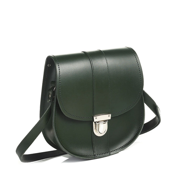 Handmade Leather Pushlock Saddle Bag - Ivy Green-1