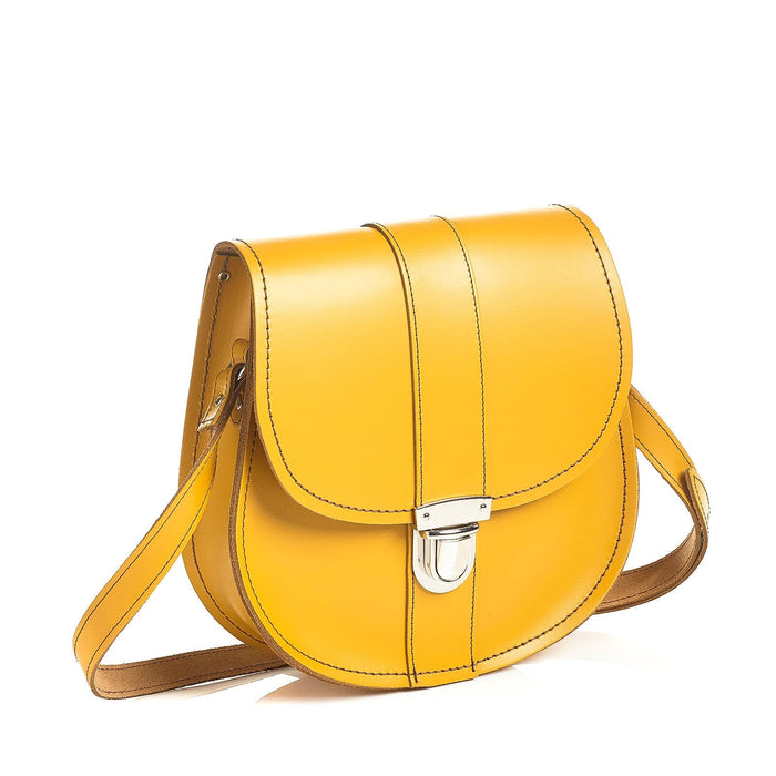 Handmade Leather Pushlock Saddle Bag - Yellow Ochre-1
