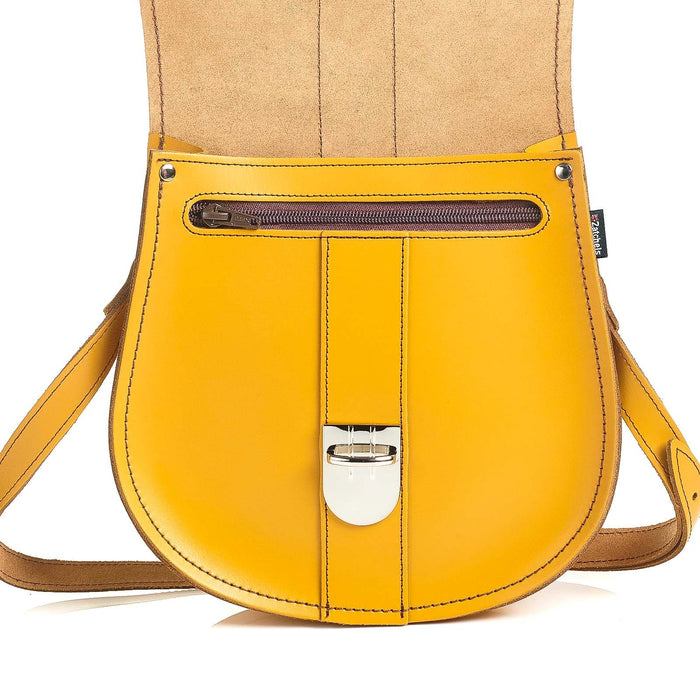 Handmade Leather Pushlock Saddle Bag - Yellow Ochre-2