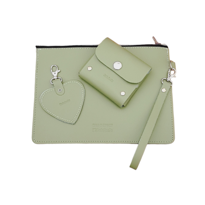 Handmade Leather Sugarcube Plus Collection Gift Set - Sage - Green-1