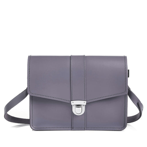 Leather Shoulder Bag - Lilac Grey-0